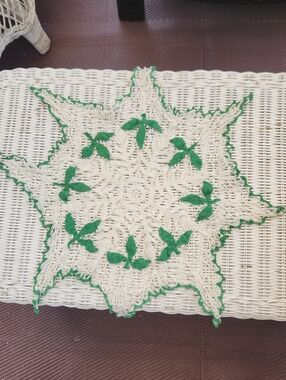 Handmade Crochet Star Doily With Leaves Large Size